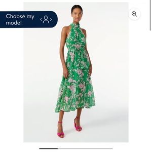 Scoop womens halter top dress midi